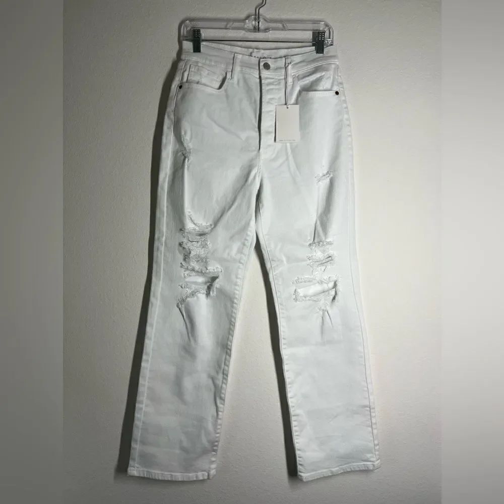 Cello NWT High Waist Ripped Wide White Jeans Size 7